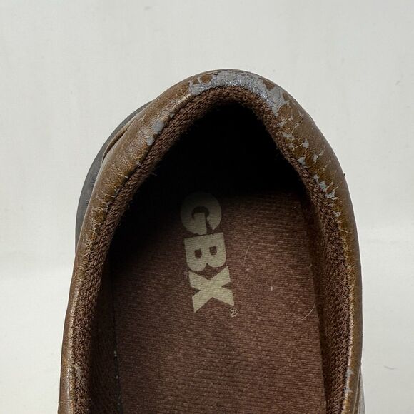 GBX Chunky Shoes Mens 12 M Brown Distressed Leather Slip On Vintage Y2K Biker - Picture 11 of 16